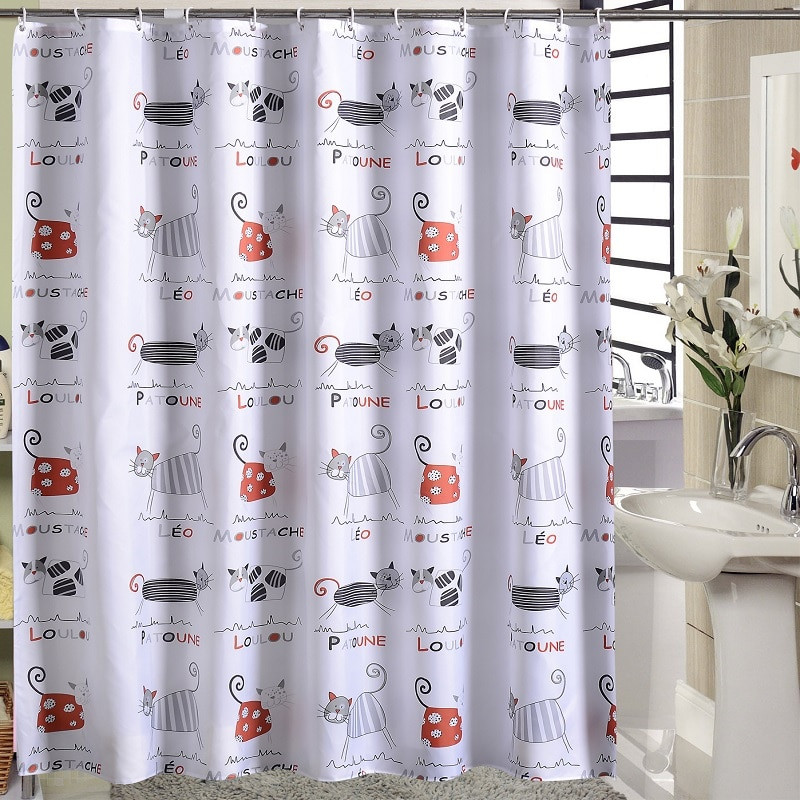 Kids Bathroom Curtains
 Cartoon Cat shower curtain kids polyester waterproof