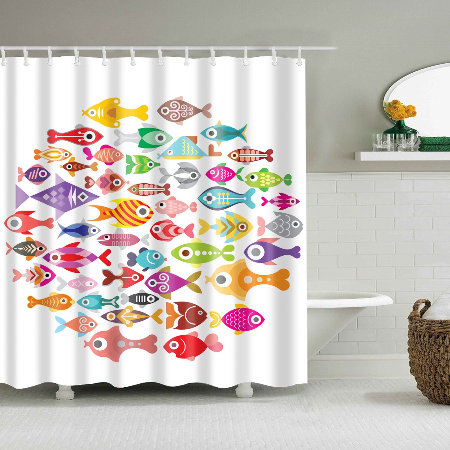 Kids Bathroom Curtains
 Tropical Cartoon Kids Fish Shower Curtain