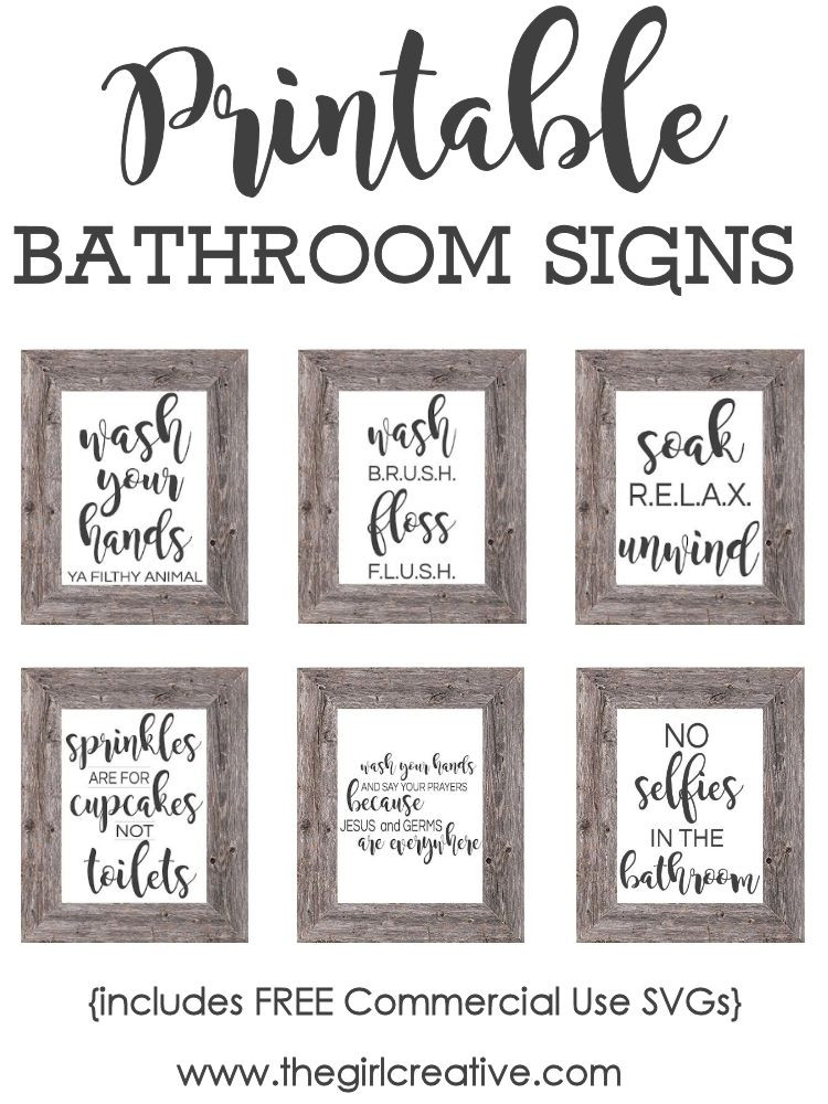 Kids Bathroom Sign
 Printable Bathroom Signs SVGs The Girl Creative