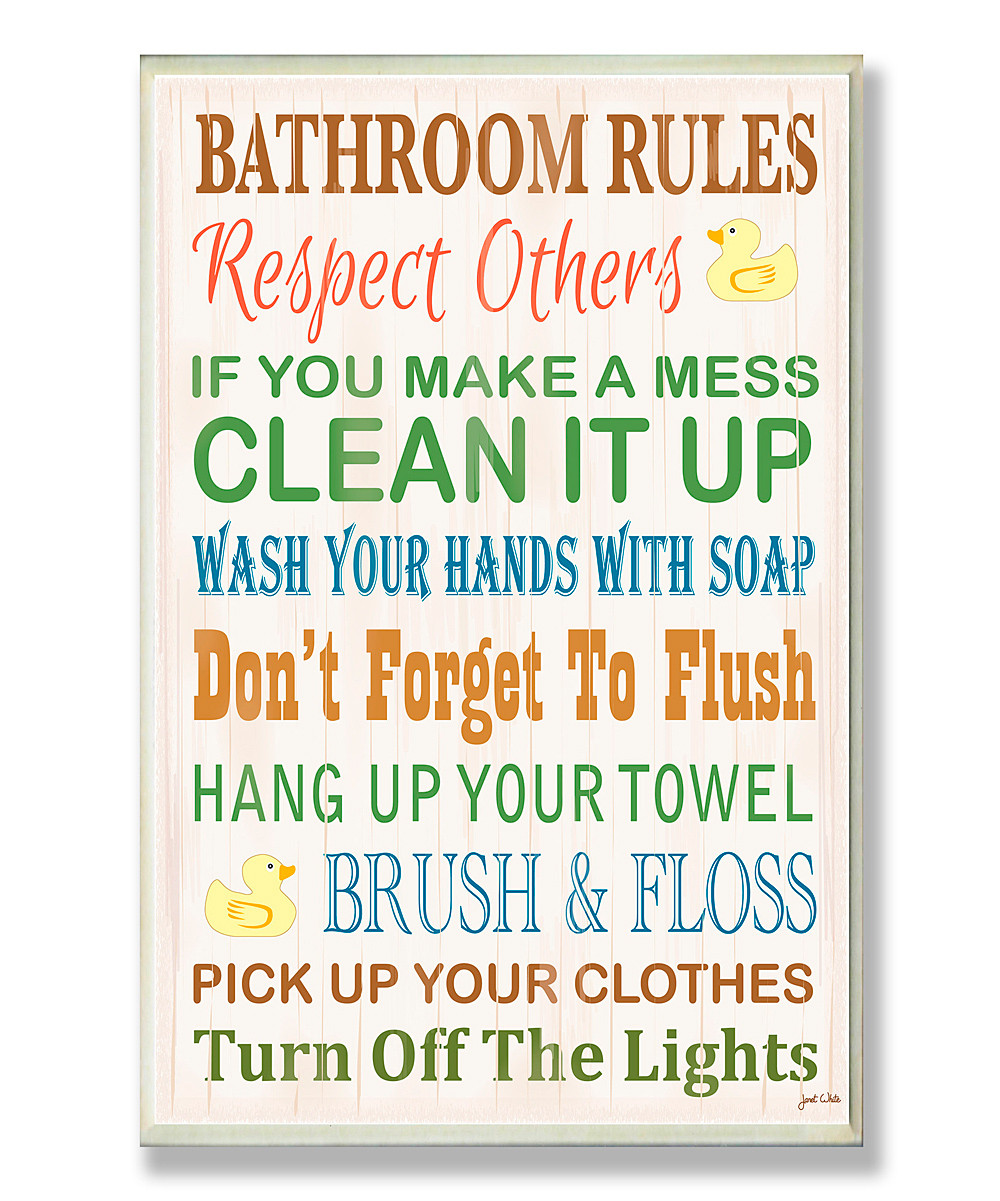 Kids Bathroom Signs
 Bathroom Rules Rubber Ducky Wall Plaque