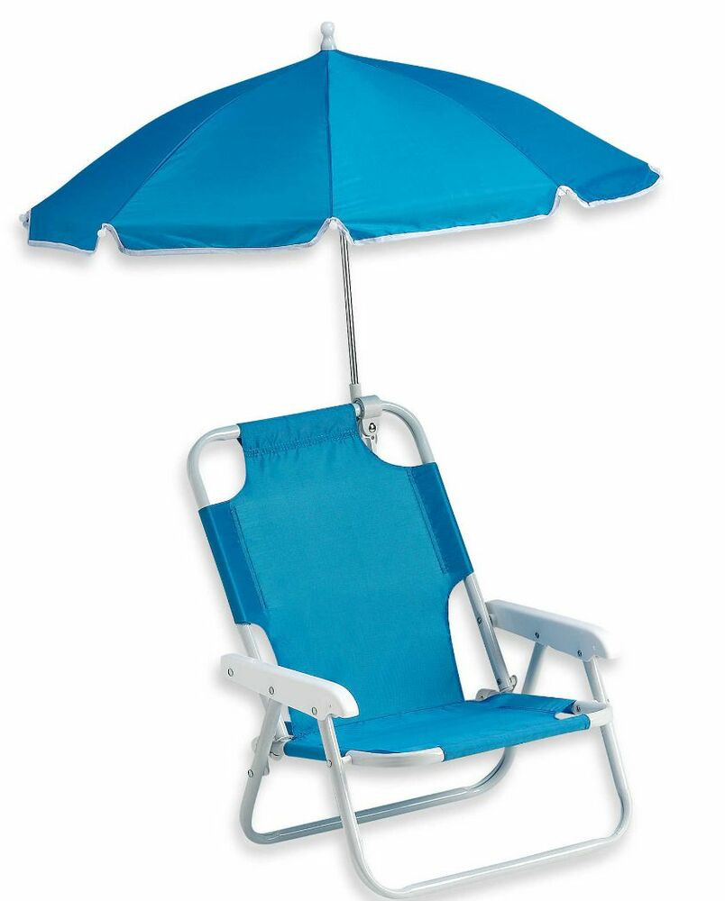 Kids Beach Chair With Umbrella
 Blue Baby Beach Chair & Umbrella Outdoor Kids Shade New