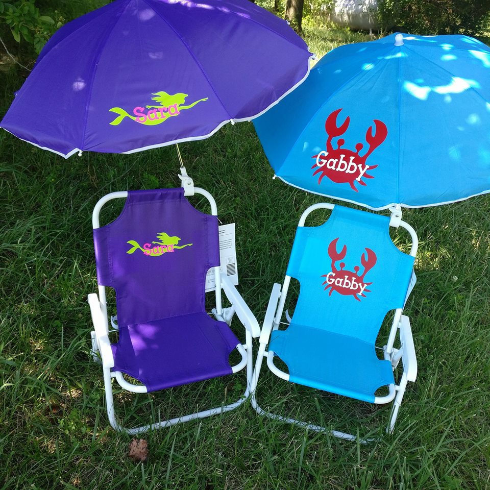 Kids Beach Chair With Umbrella
 Toddler Kids Childrens Beach Chair and Umbrella Monogrammed