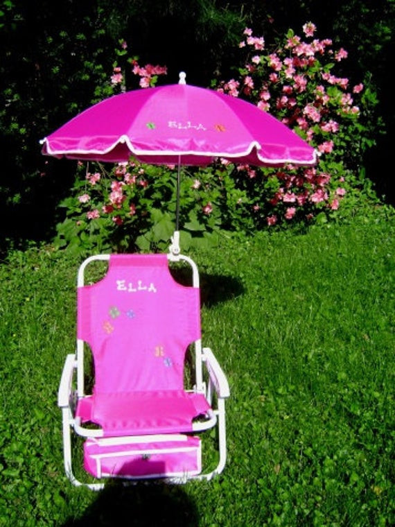 Kids Beach Chair With Umbrella
 Personalized beach chair & umbrella for kids by dmzdesigns