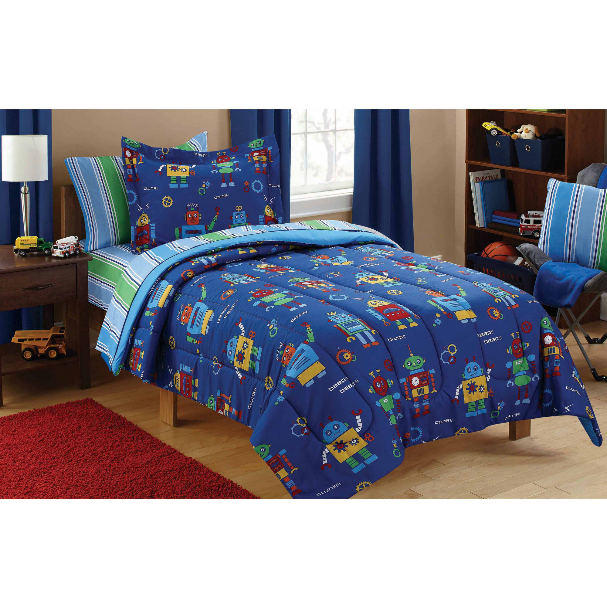 Kids Bedroom Sets Walmart
 Mainstays Kids Robots Bed in a Bag Coordinating Bedding