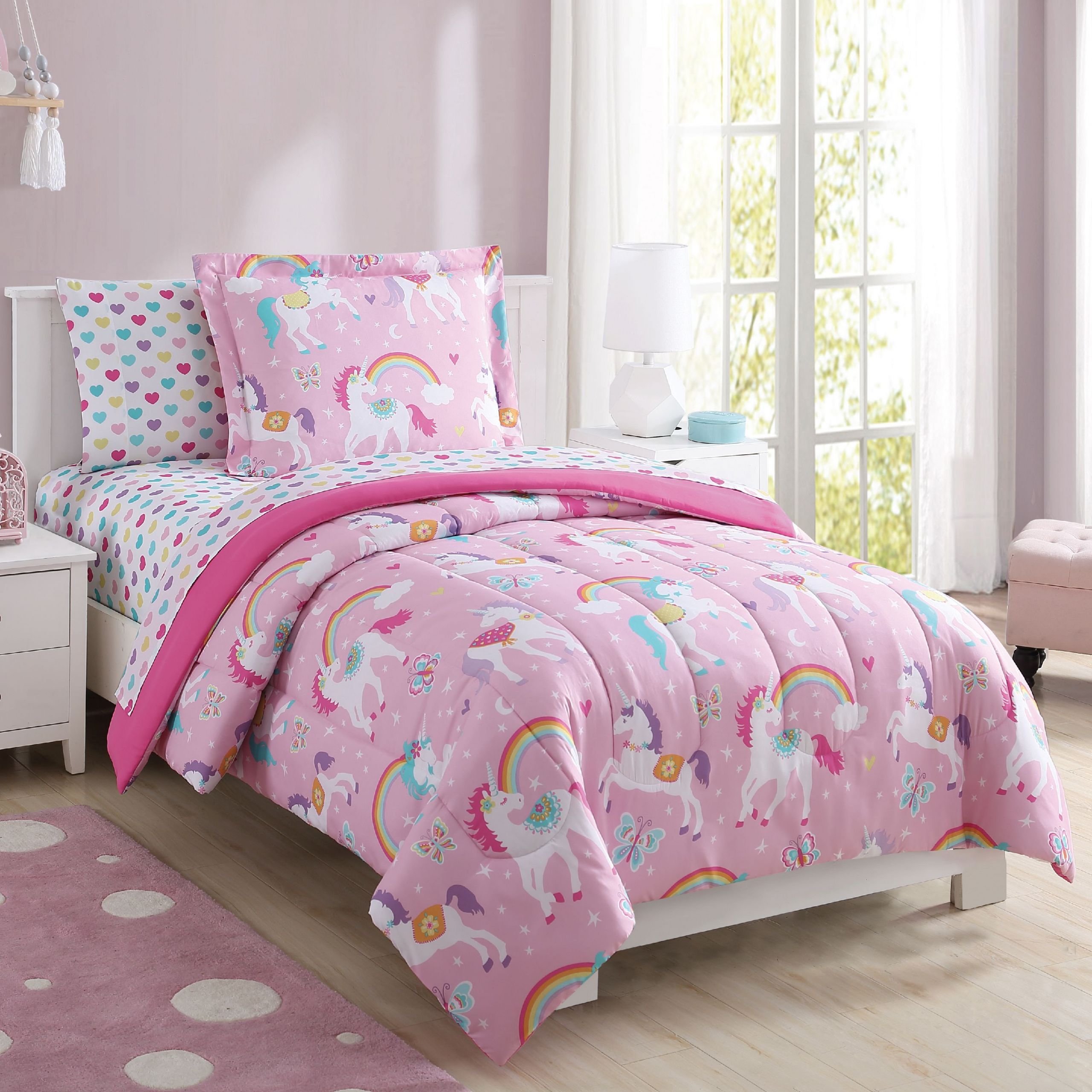 Kids Bedroom Sets Walmart
 Mainstays Kids Rainbow Unicorn Bed in a Bag plete