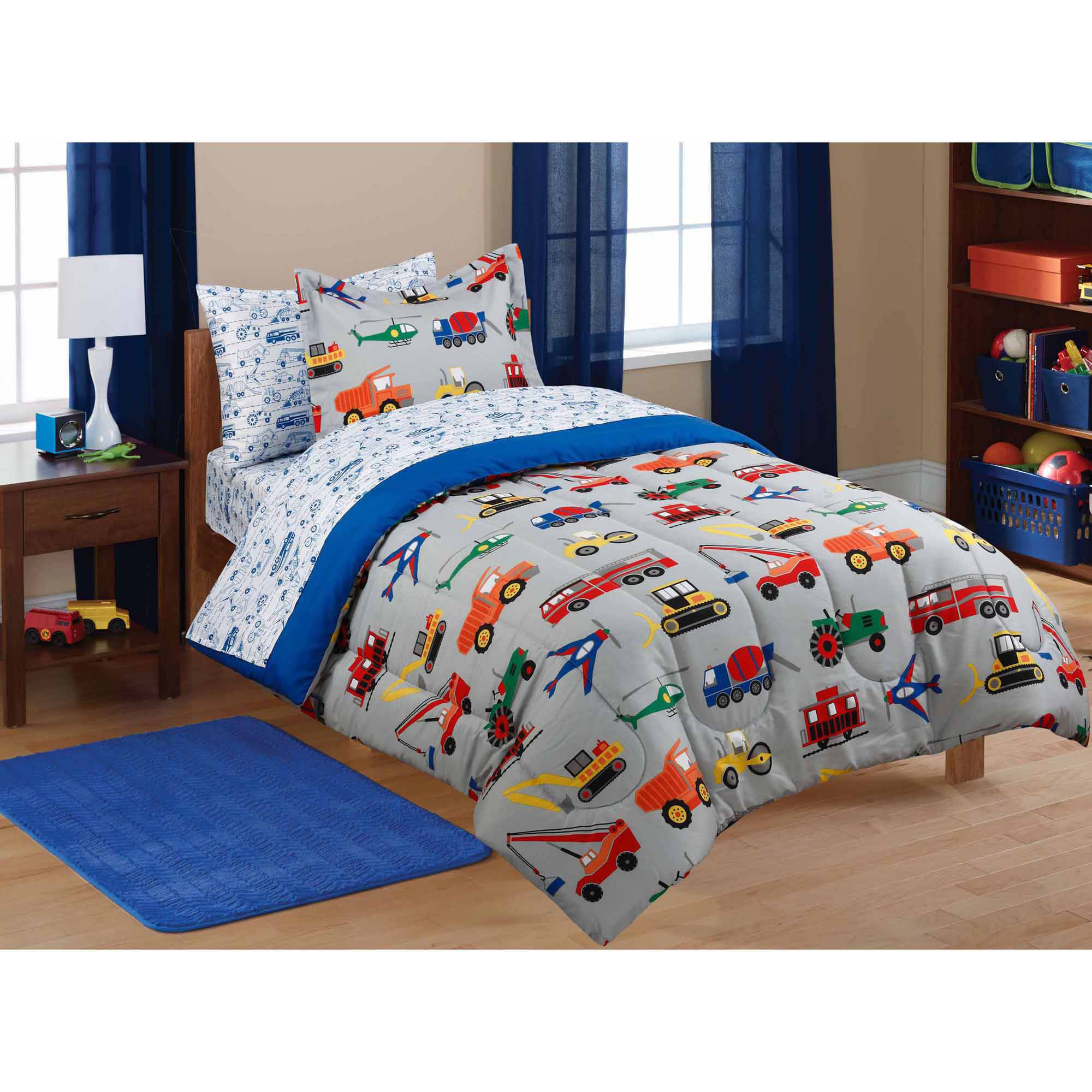 Kids Bedroom Sets Walmart
 Mainstays Kids Transportation Bed in a Bag Coordinating