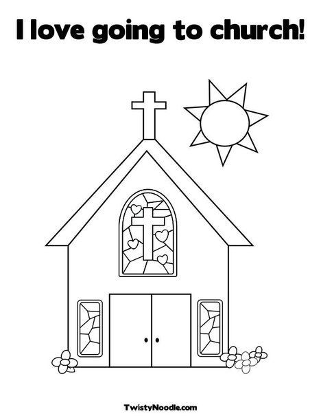 Kids Church Coloring Pages
 I love going to church Coloring Page from TwistyNoodle