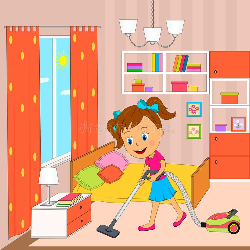Kids Clean Room Clipart
 Girl bedroom interior stock vector Illustration of home