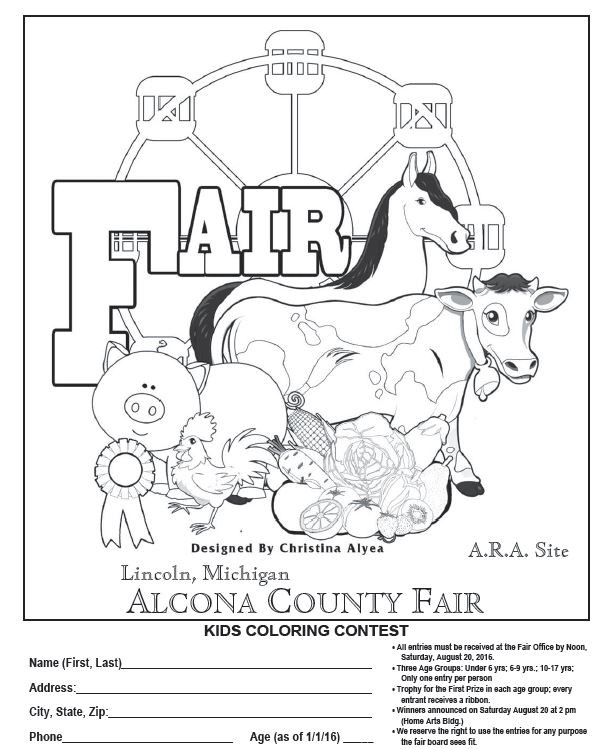 Kids Coloring Contest
 Kids Coloring Contest Alcona County Fair