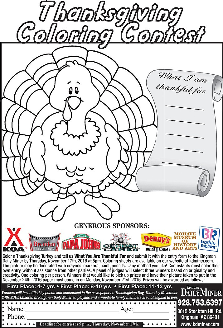 Kids Coloring Contest
 Thanksgiving Coloring Contest is just for kids