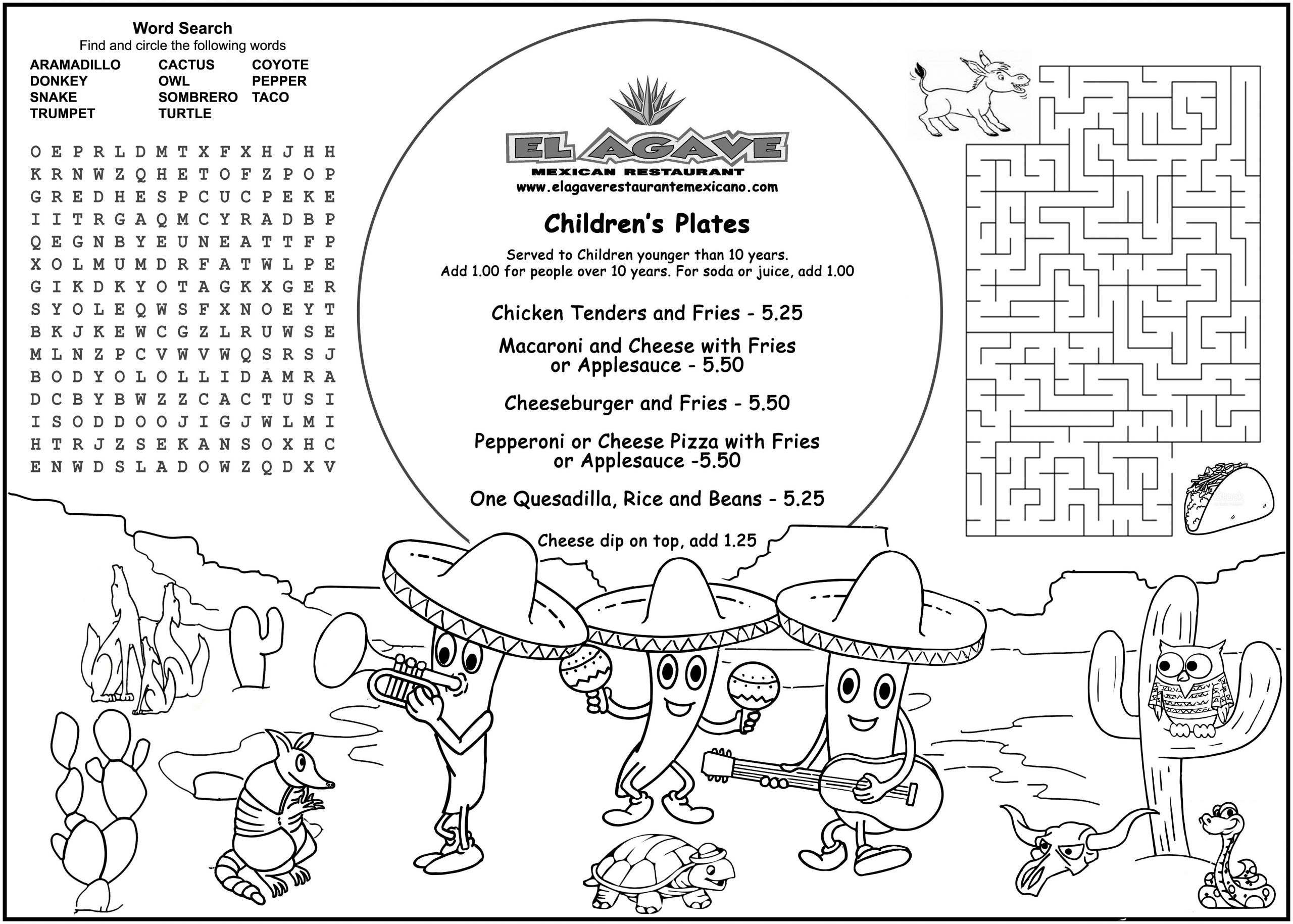 Kids Coloring Menu
 Children s Menus