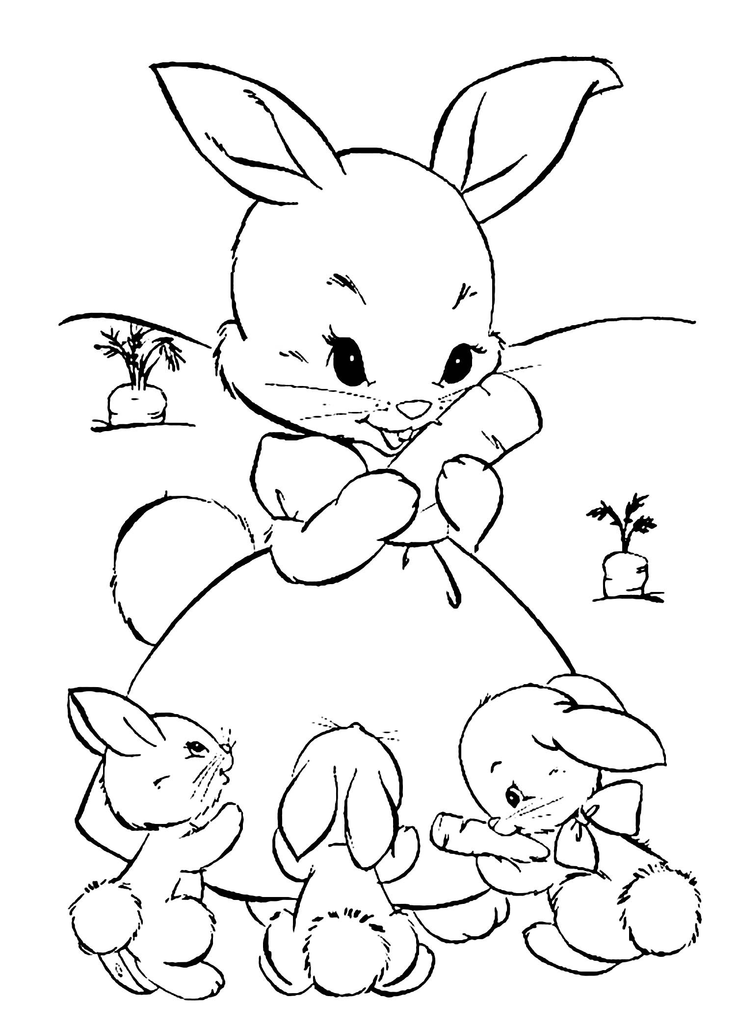 Kids Coloring
 Rabbit free to color for kids Rabbit Kids Coloring Pages