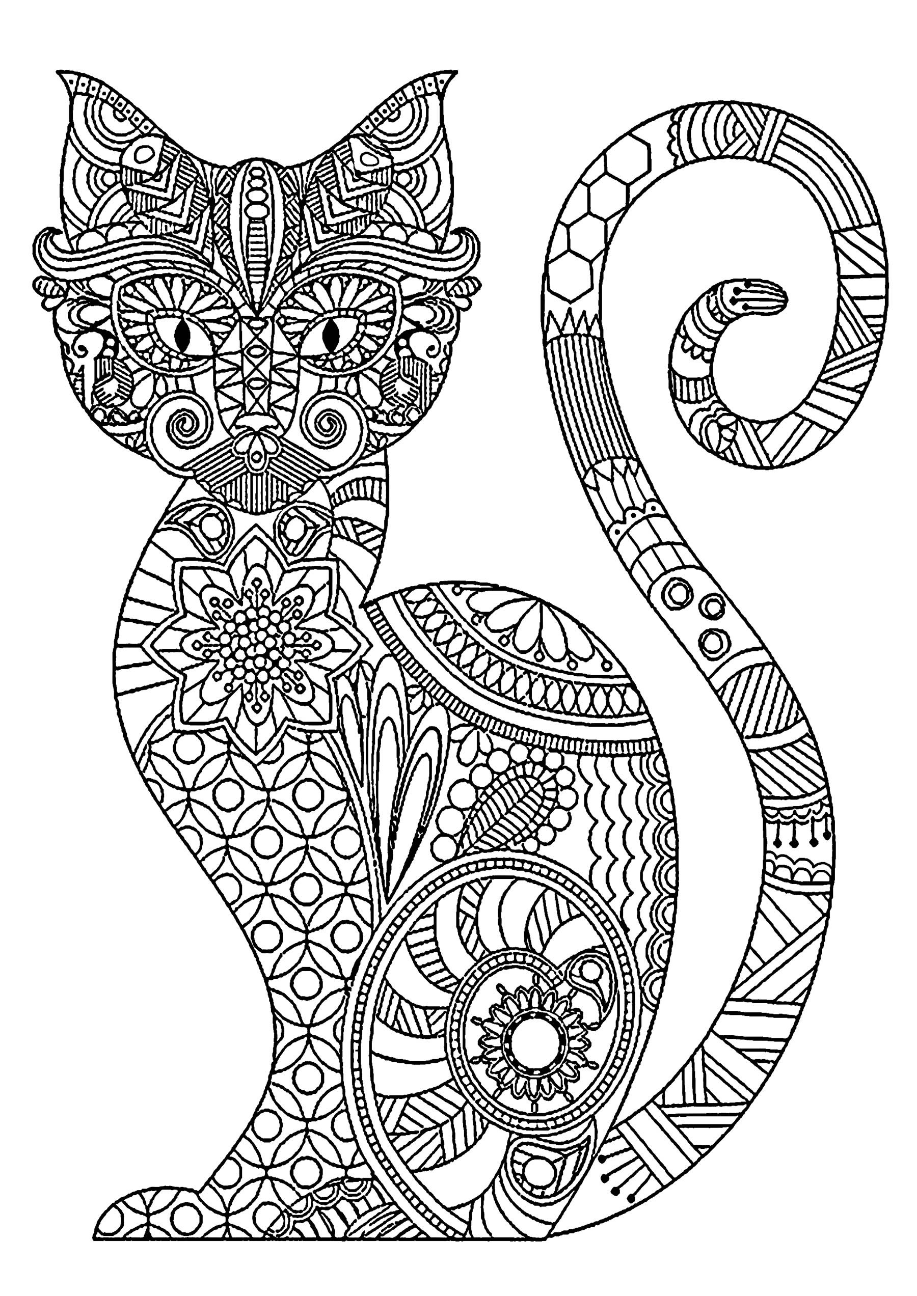 Kids Coloring Pages Cats
 Cat free to color for kids Cat with patterns Cats Kids