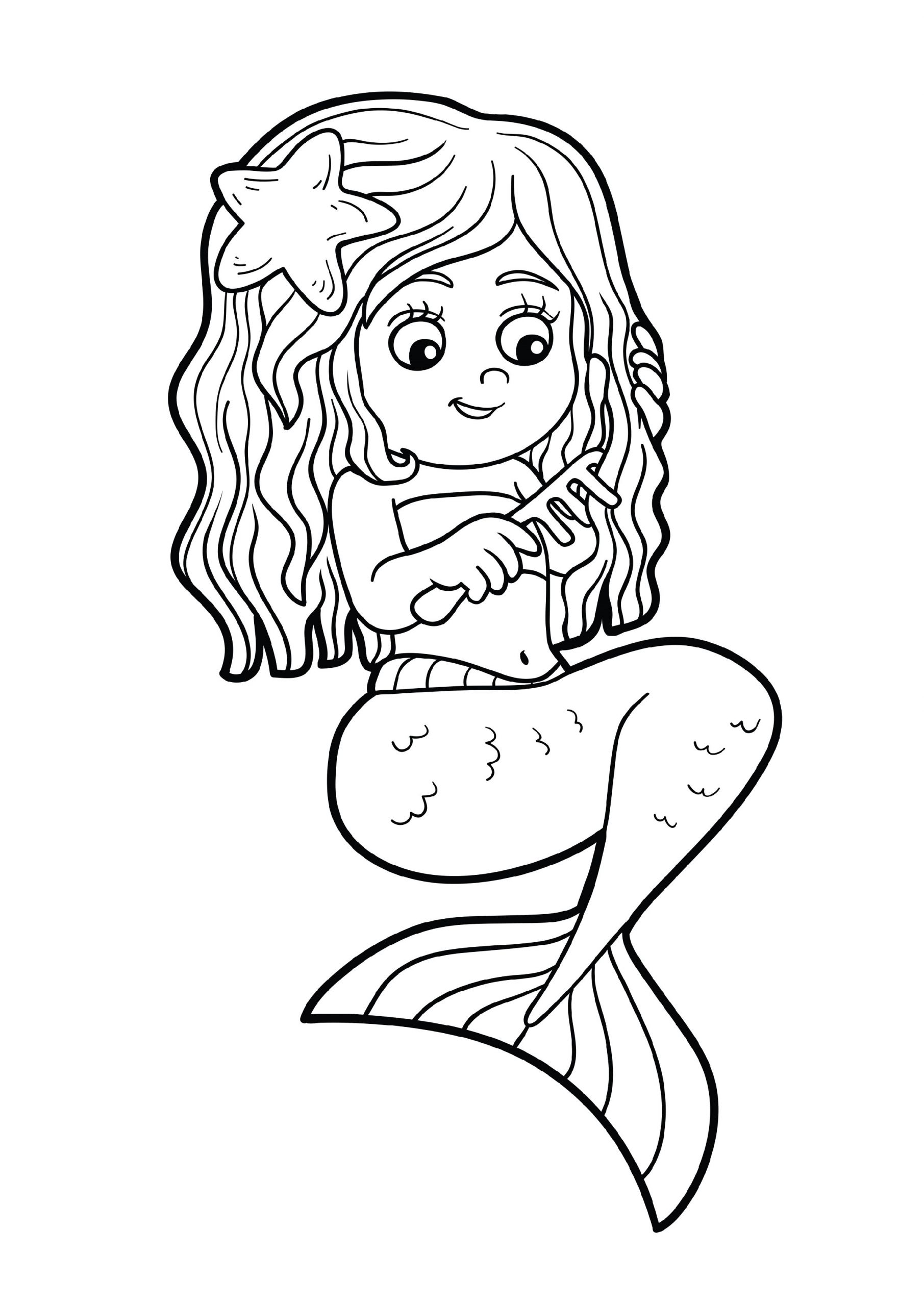 Kids Coloring Pages Mermaid
 Pretty Mermaid Coloring Pages for Girls
