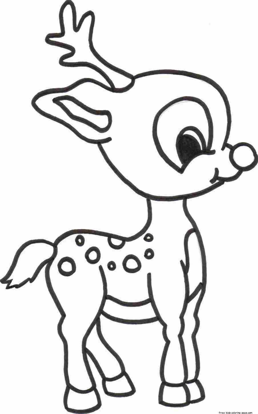 Kids Coloring Print
 Christmas Baby Reindeer Printable Coloring pages for