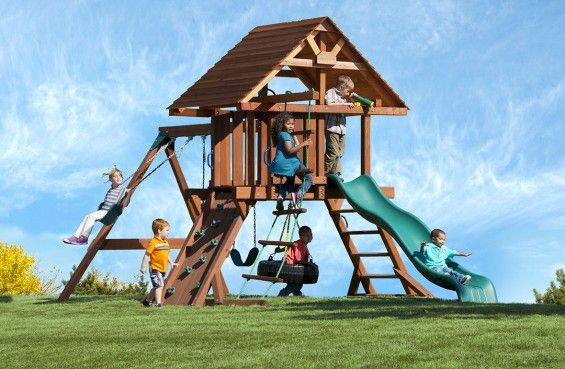 Kids Creations Swing Set
 Kid s Creations quality wooden swing sets $2 200