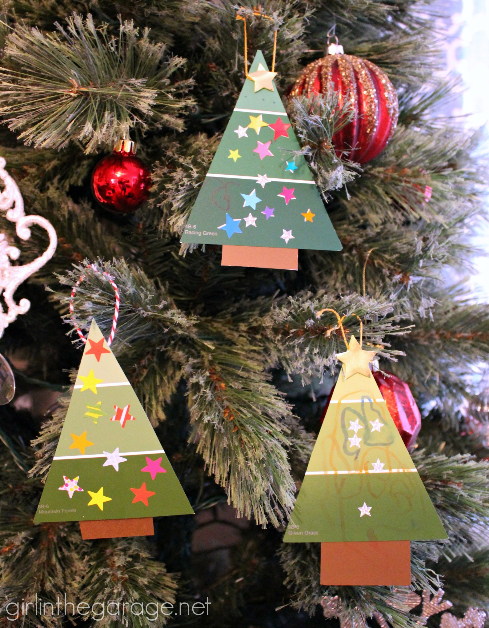 Kids DIY Ornaments
 Easy Paint Chip Christmas Tree Ornament