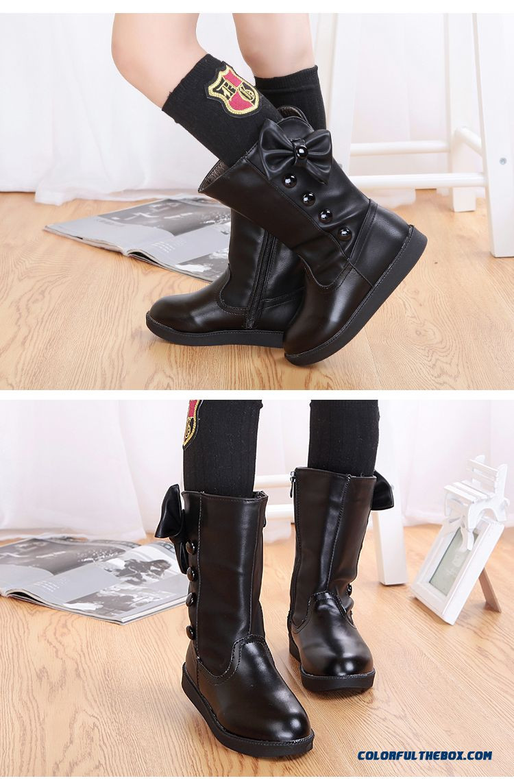 Kids Fashion Boots
 Cheap Knee Boots Plus Velvet Genuine Leather Children