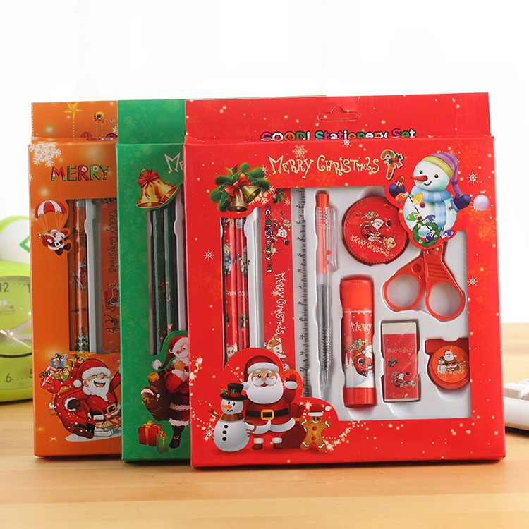 Kids Gift Sets
 Cute Father Christmas Pencil Ruler Rubber Scissors Ball