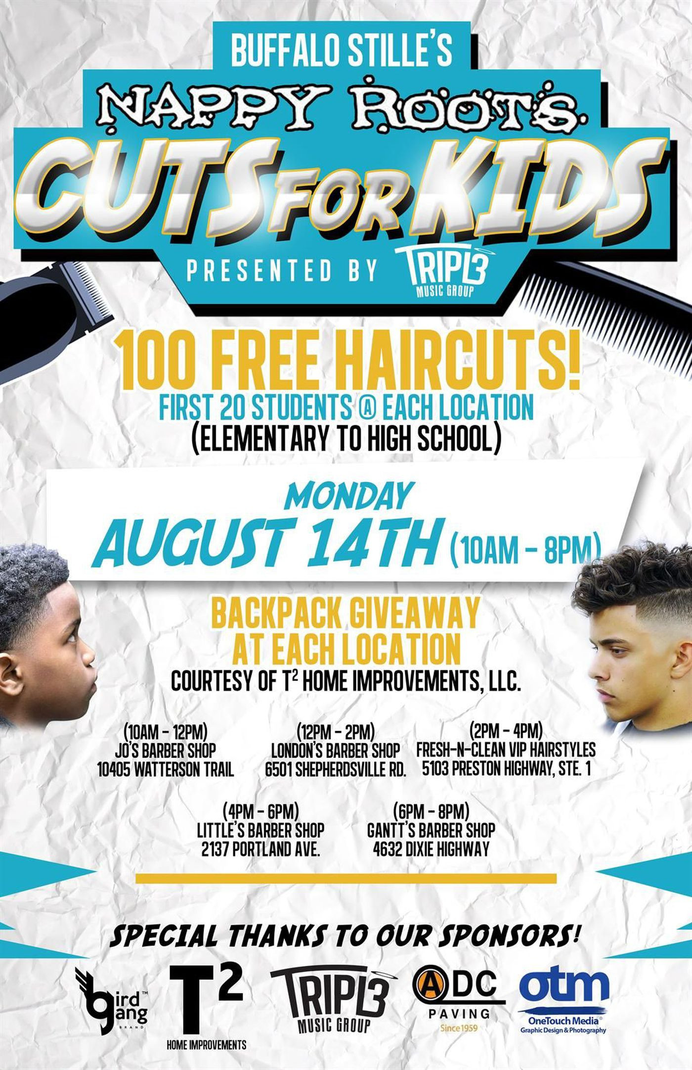 Kids Haircuts Louisville
 Nappy Roots member arranges free haircuts for Louisville