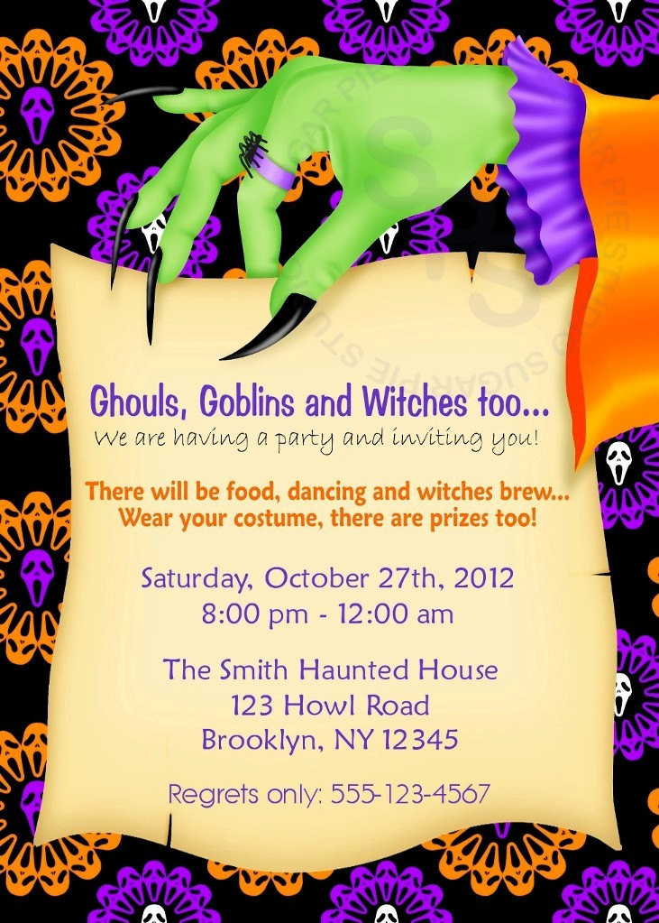 Kids Halloween Party Invitations Ideas
 Printable Halloween Birthday party Invitation Custom