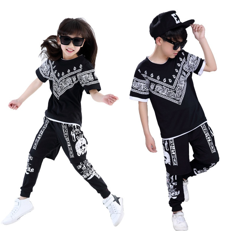 Kids Hip Hop Fashion
 Summer Children Hip Hop Style Clothing Sets Boys Girls
