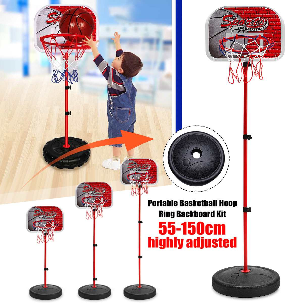 Kids Indoor Basketball Hoop
 Adjustable Height Children Hanging Basketball Stand Indoor