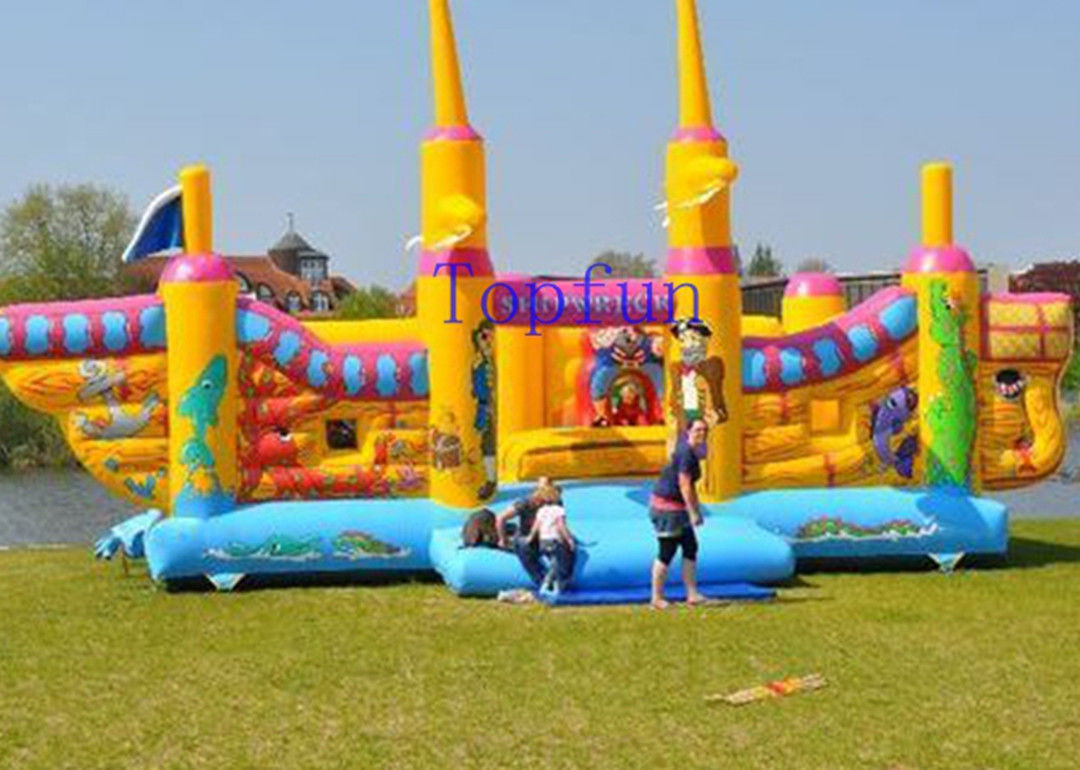 Kids Inflatable Playground
 Gold Pirate Inflatable Amusement Park For Kids Outdoor