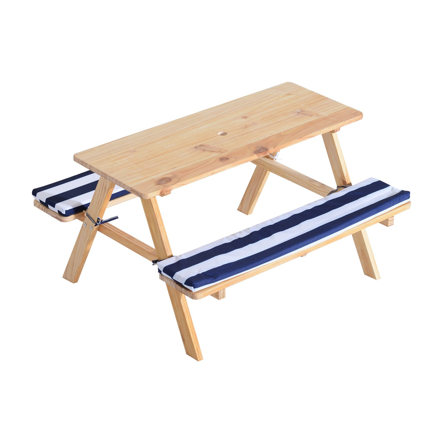 Kids Outdoor Bench
 Qaba Wooden Outdoor Kids Picnic Table with Padded Benches