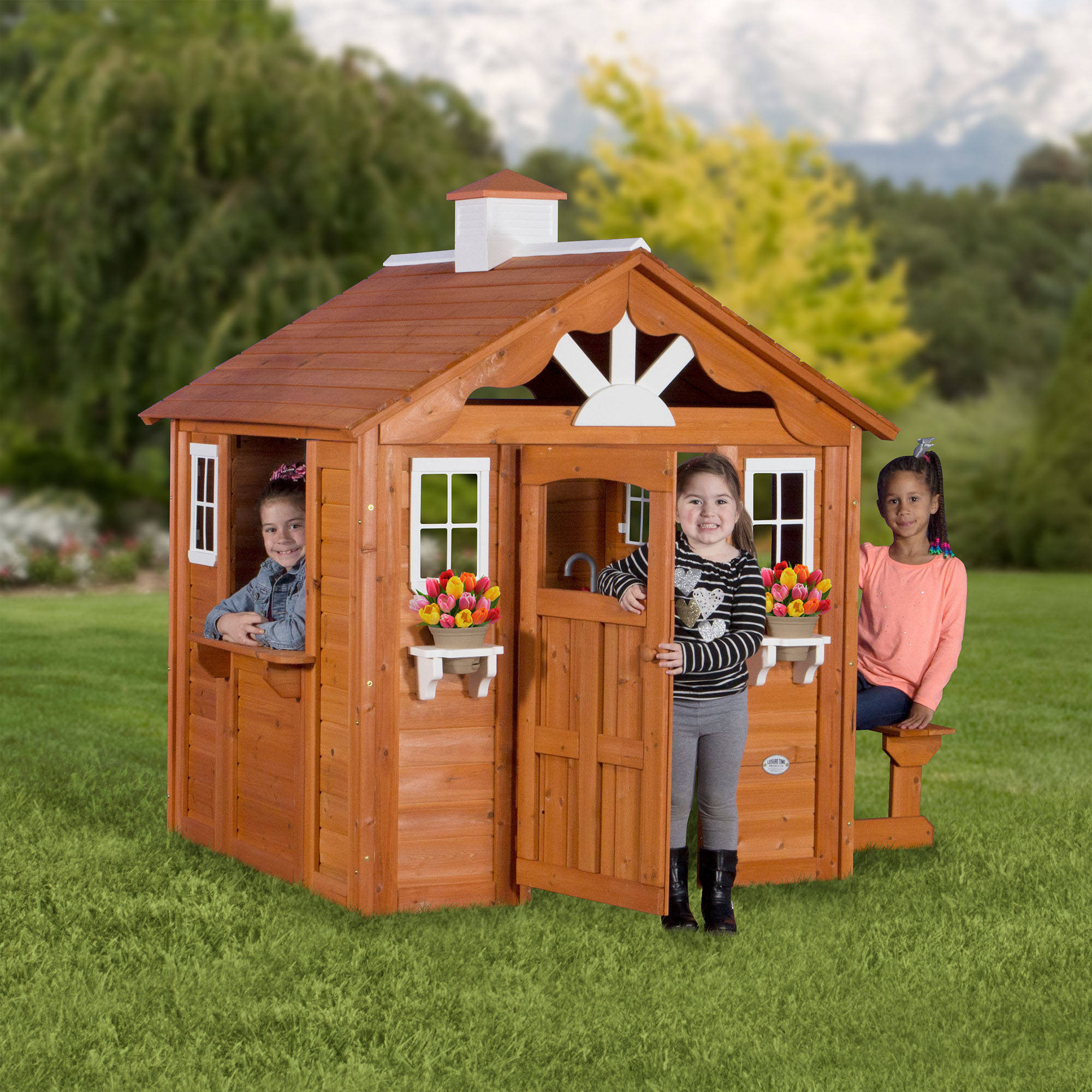 Kids Outdoor Playhouse
 Playhouse Backyard Discovery Summer Cottage Wooden Cedar