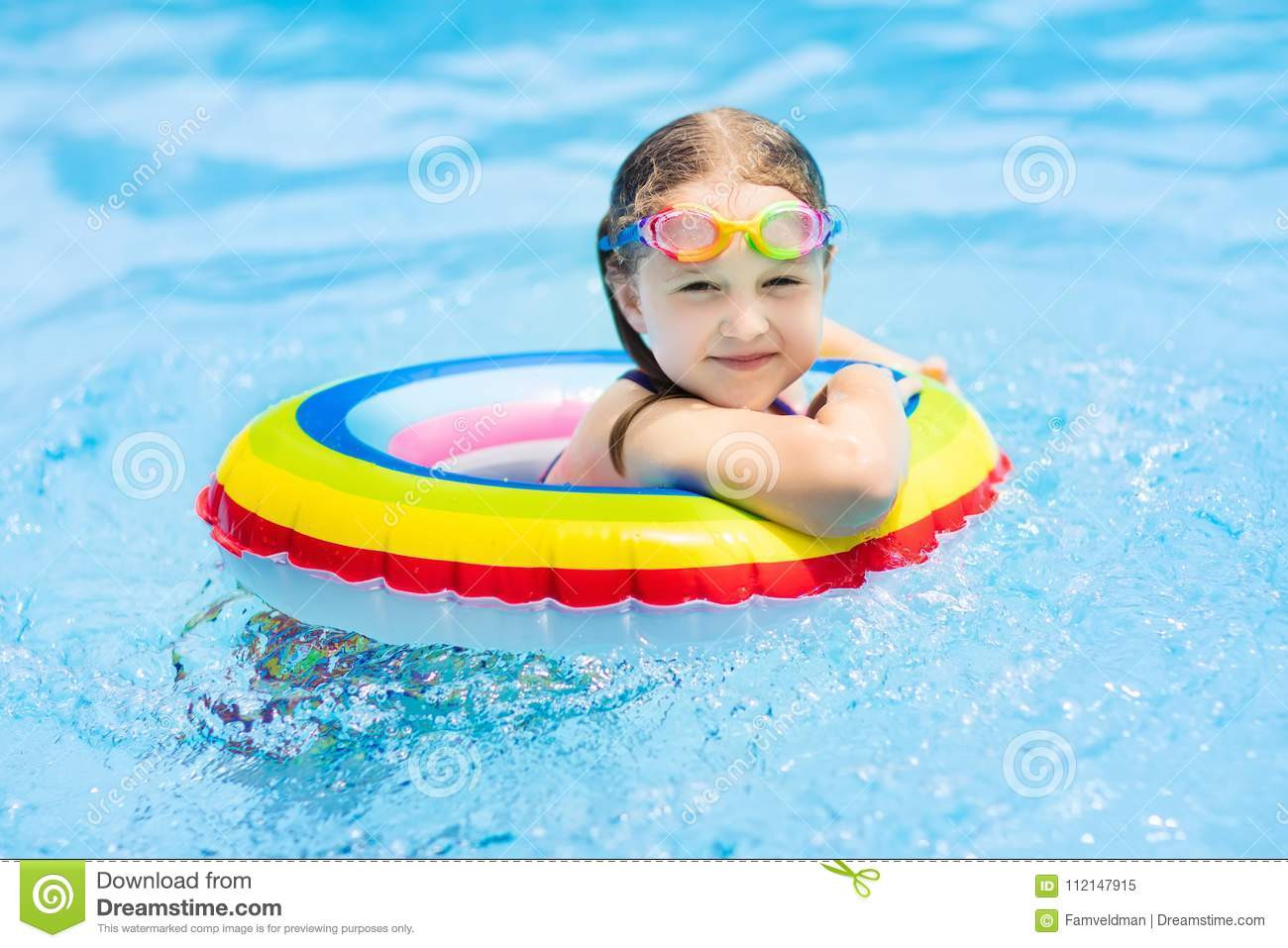 Kids Outdoor Swimming Pool
 Child In Swimming Pool Kids Swim Water Play Stock Image