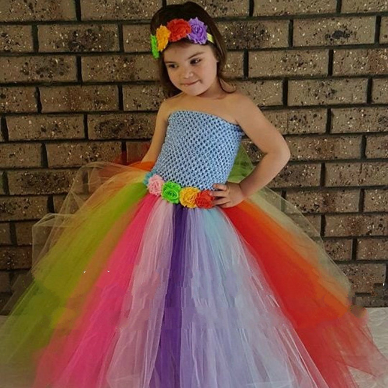 Kids Party Clothes
 Rainbow Theme Candy Baby Girls Tutu Dress for Birthday
