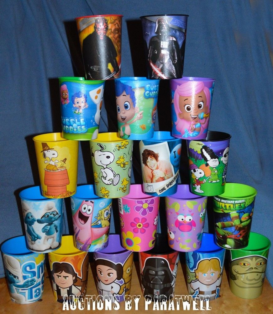 Kids Party Cups
 Plastic Re Usable 16 oz Party Favor Cups Kids Theme
