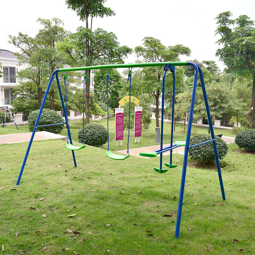 Kids Play Swing
 Playground Metal Swing Set Swingset Play Outdoor Children