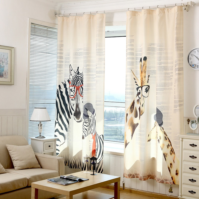 Kids Room Blackout Curtains
 Curtains Zebra Giraffe Children Linen for Bedroom living
