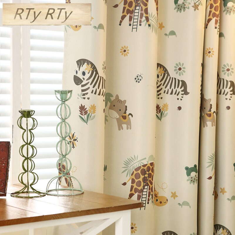 Kids Room Blackout Curtains
 Cartoon Zebra Animal Printed Blackout Curtains For
