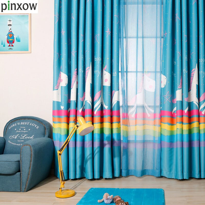 Kids Room Darkening Curtains
 Blackout Princess Window Curtain For Children Room Blue