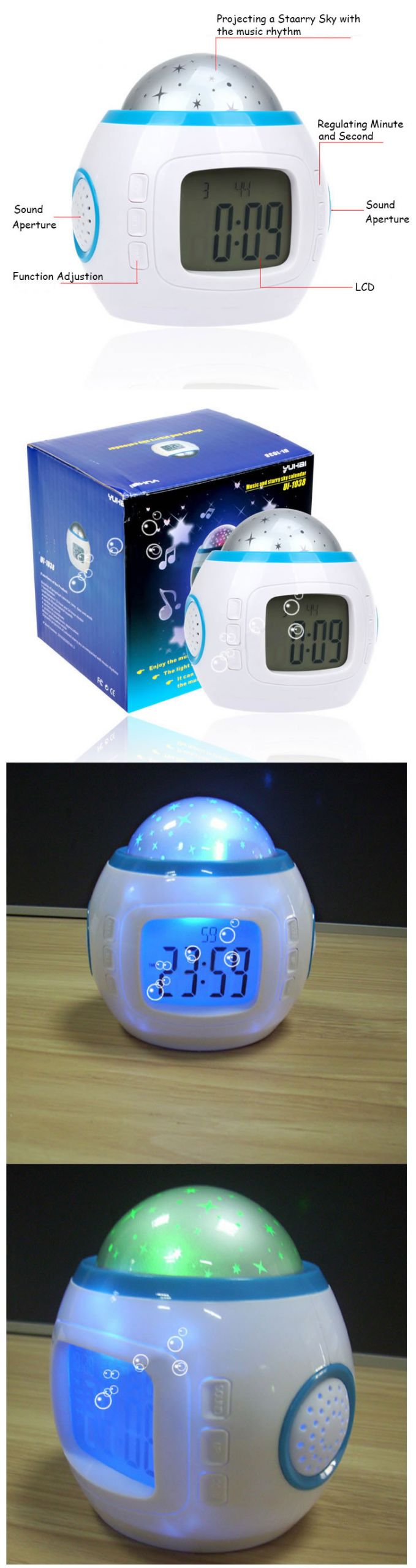Kids Room Projector
 Digital Night Light Projector Alarm Clock For Kids Room