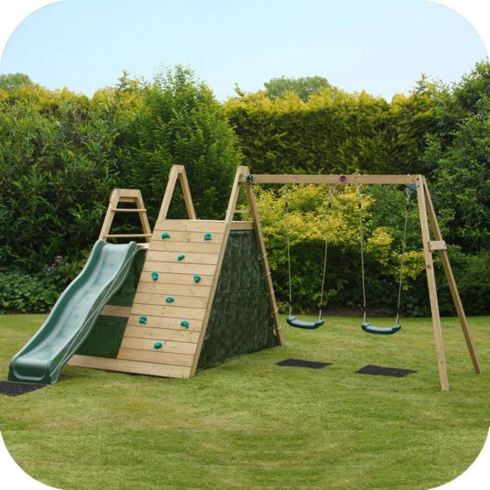 Kids Swing And Slide
 Plum Kids Swing Slide & Climb Wooden Playground
