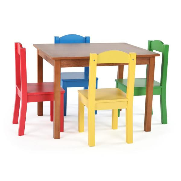 Kids Table And Chair Set
 Tot Tutors Highlight 5 Piece Natural Primary Kids Table