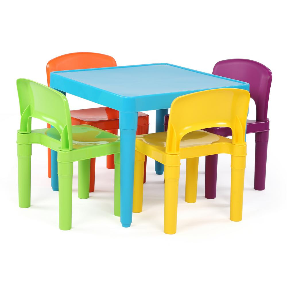 Kids Table And Chair Set
 Tot Tutors Playtime 5 Piece Aqua Kids Plastic Table and