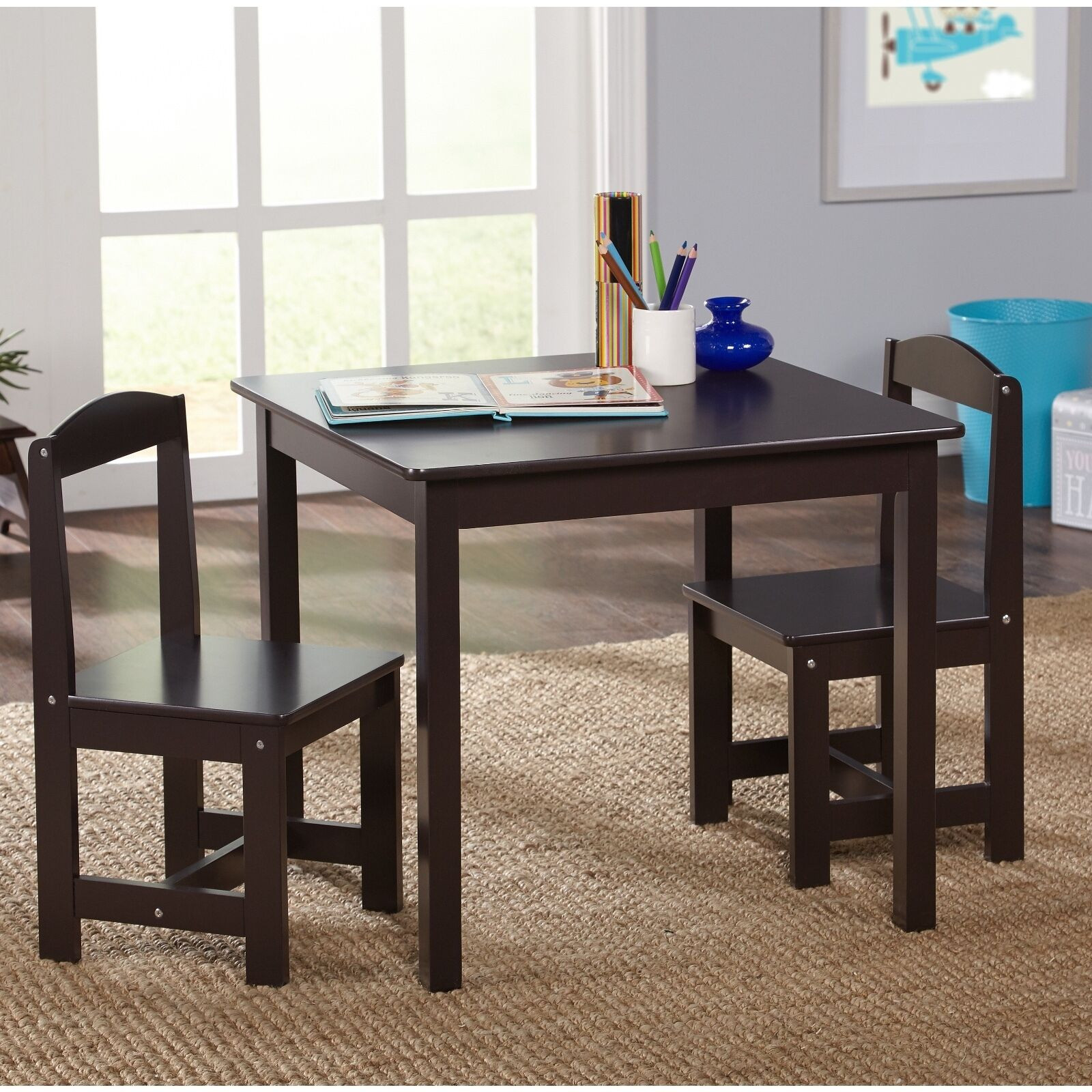 Kids Table And Chair Set
 Study Small Table and Chair Set Generic 3 Piece Wood