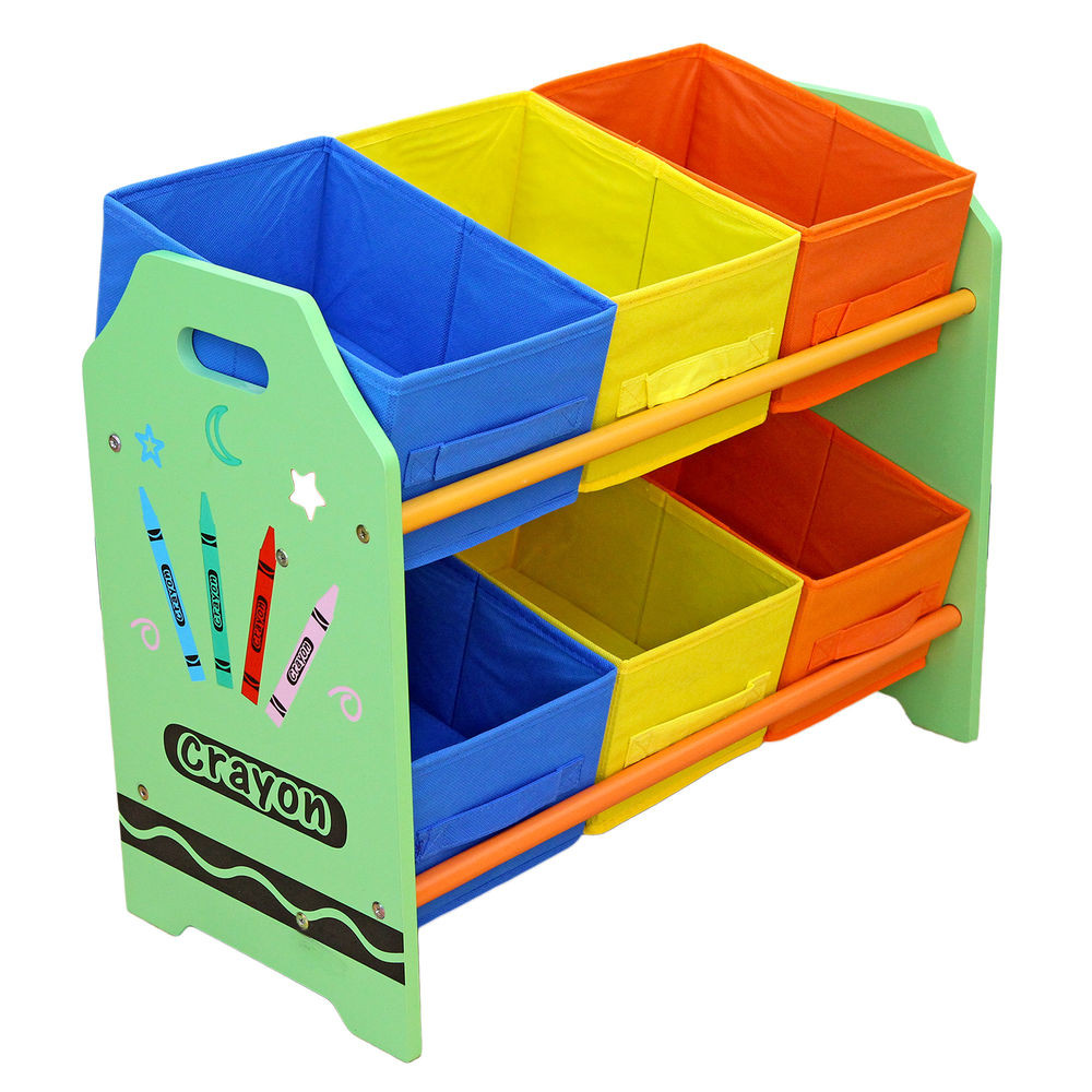 Kids Toy Storage Units
 Bebe Style Childrens Crayon Wooden Storage Unit 6 Bins Toy