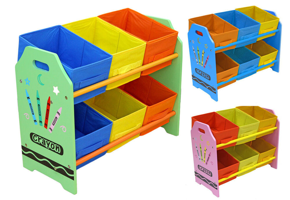 Kids Toys Storage Unit
 Kiddi Style Childrens Crayon Wooden Storage Unit 6 Bins