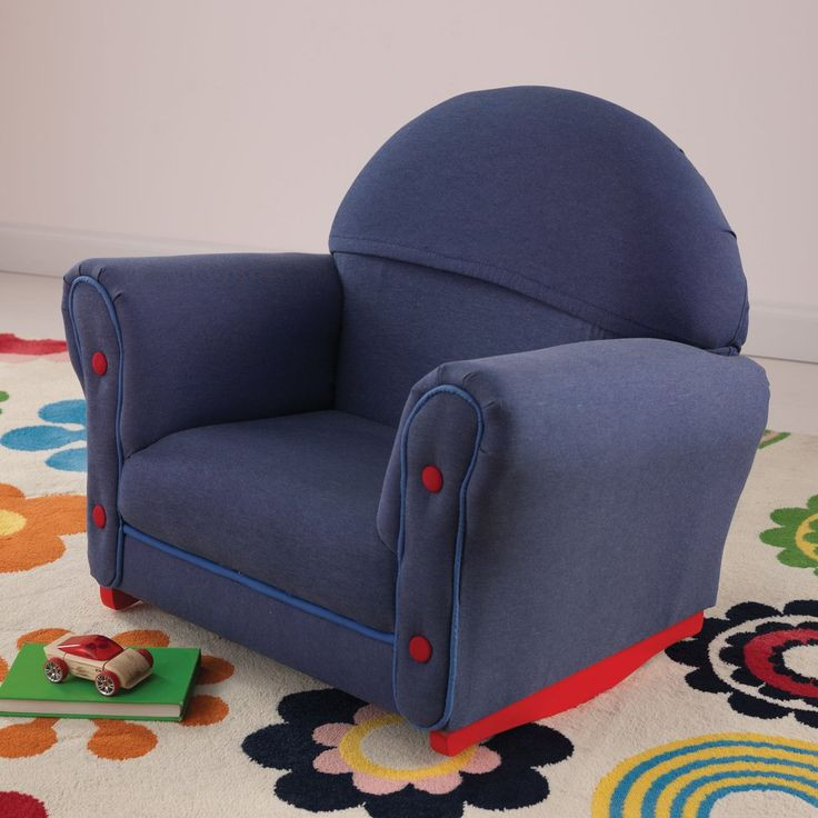 Kids Upholstered Rocking Chair
 Denim Rocker With Slip Cover