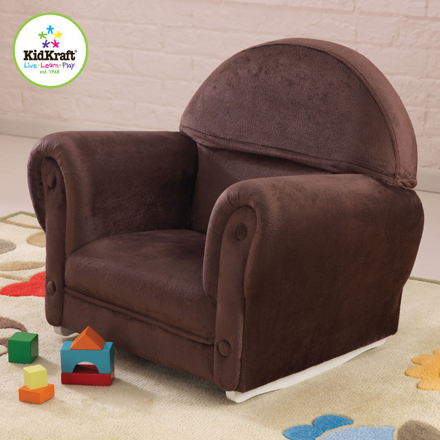 Kids Upholstered Rocking Chair
 Kids Upholstered Rocker With Slipcover in Chocolate Color