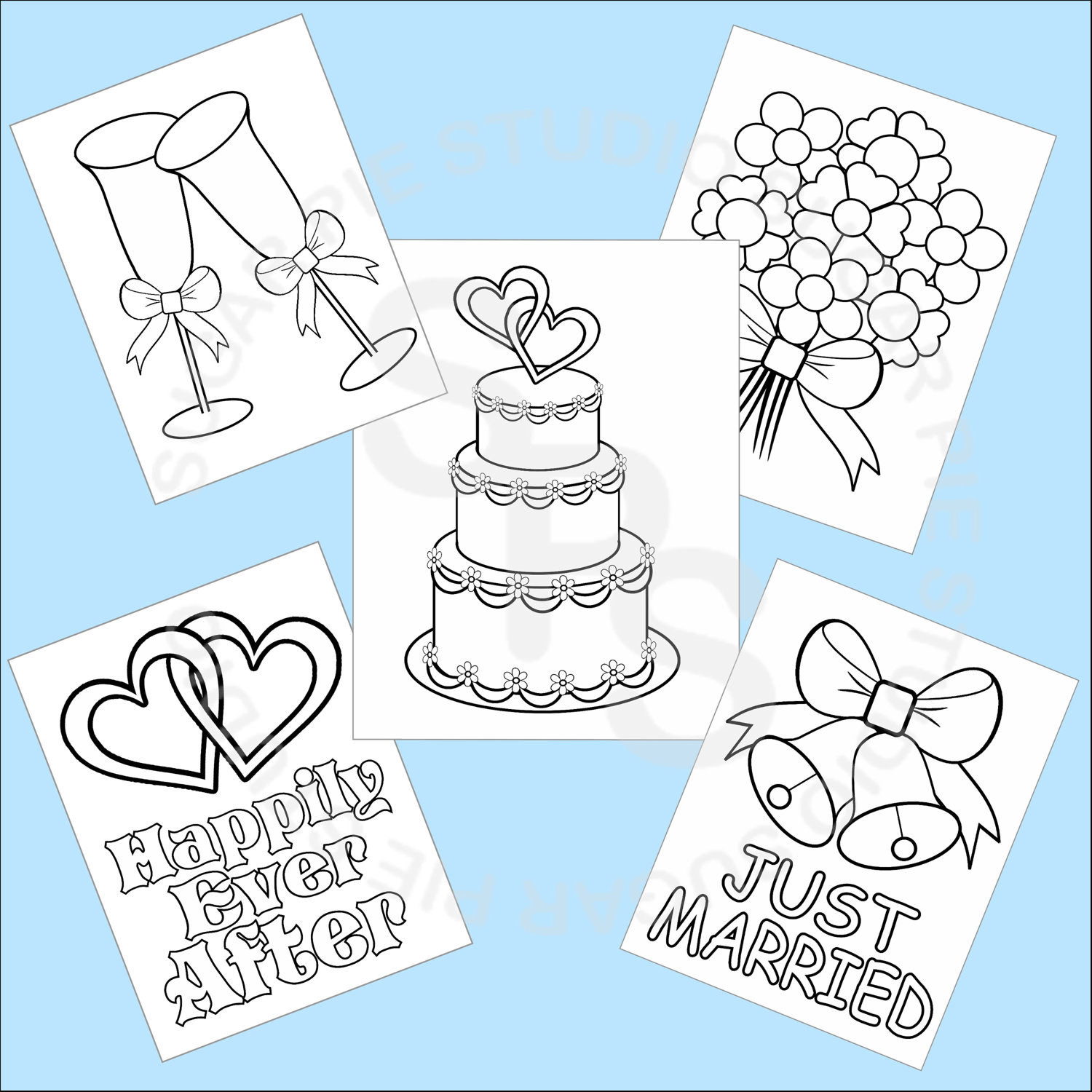 Kids Wedding Coloring Book
 5 Printable Wedding Favor Kids coloring pages by