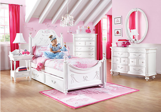 Kids White Bedroom Furniture
 Disney Princess White Twin Poster Bedroom Contemporary