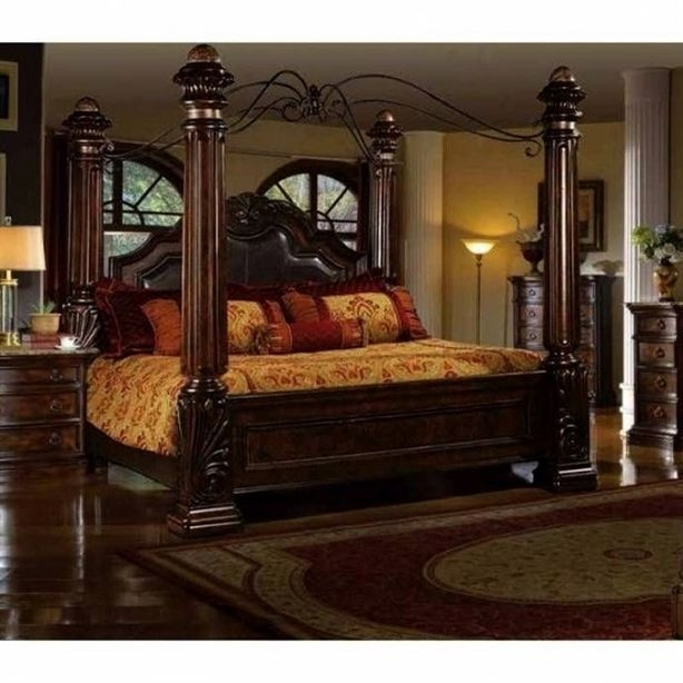 King Size Master Bedroom Sets
 Mcferran B6005 Rich Brown Solid Hardwood California King