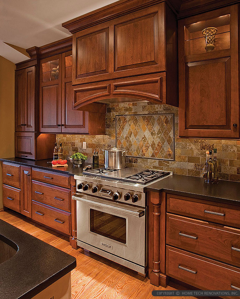 Kitchen Backsplash For Dark Cabinets
 Brown Gray SUBWAY SLATE BACKSPLASH Tile
